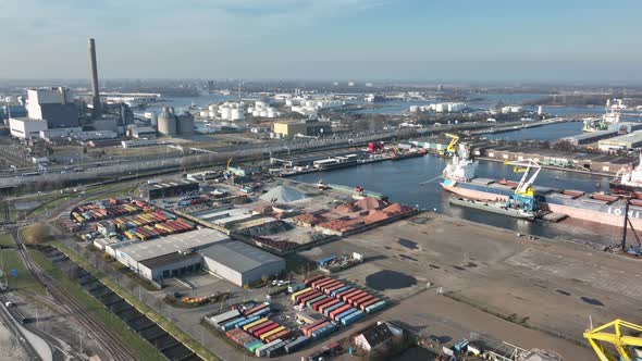Industrial Zone Containers Factories and Businesses in Amsterdam Westhaven The Netherlands Europe
