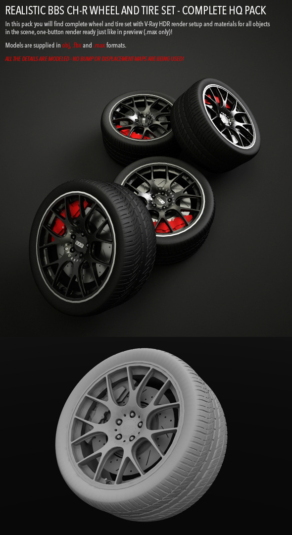 Realistic BBS CH-R Wheel and Tire Set HQ