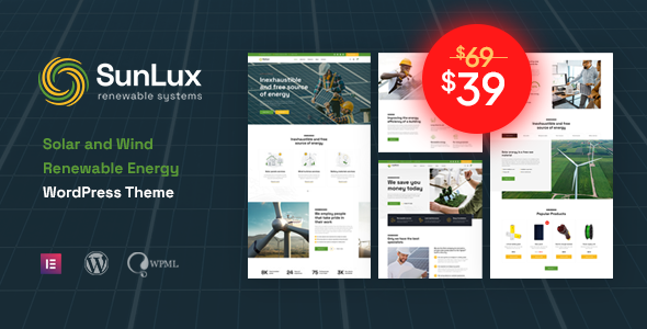 Sunlux - Solar and Renewable Energy WordPress Theme