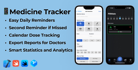 iOS 17 Swift Medicine Tracker App | Pill Reminder with Subscriptions (IAP)