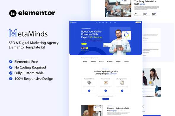 Metaminds - SEO & Digital Marketing Agency Elementor Template Kit