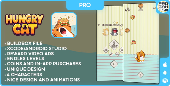 Hungry Cat (PRO) - BUILDBOX CLASSIC - IOS - Android - Reward video