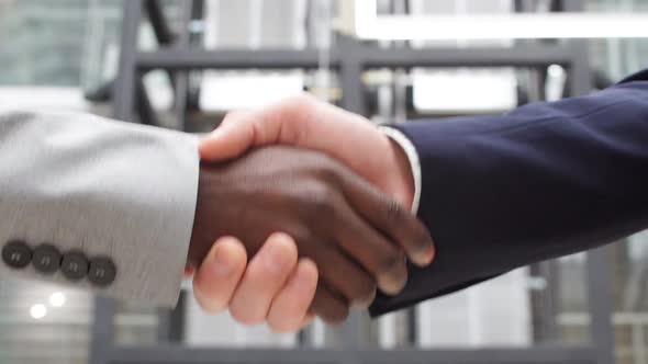 Two Multinational Business People Handshake Greeting Deal Concept Multicultural Businessmen