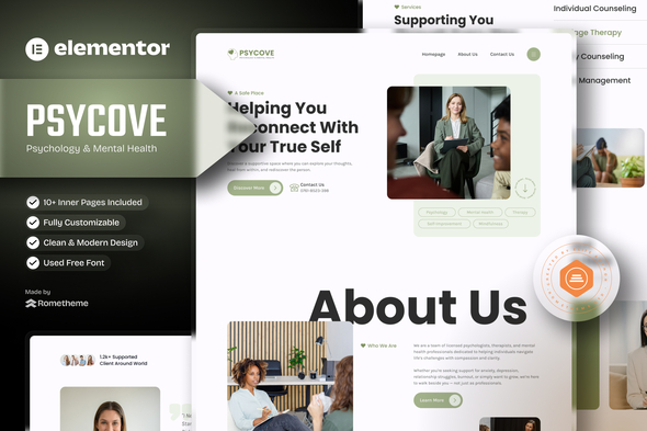 Psycove - Psychology & Mental Health Elementor Template Kit