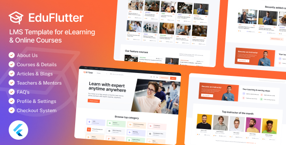 EduFlutter - Flutter Web LMS Template for eLearning & Online Courses