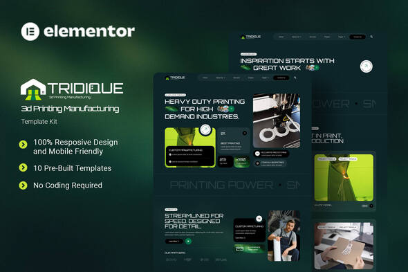 Tridique - 3D Printing Manufacturing Elementor Template Kit