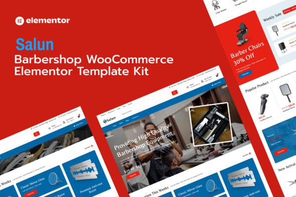 Salun - Barbershop Tools & Equipments Store WooCommerce Elementor Pro Template Kit