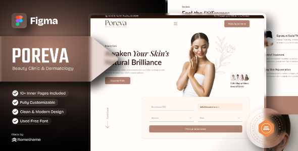 Poreva - Beauty Clinic & Dermatology Figma Template