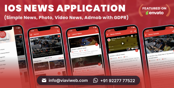 iOS News Application (Simple News, Photo, Video News, Admob with GDPR)