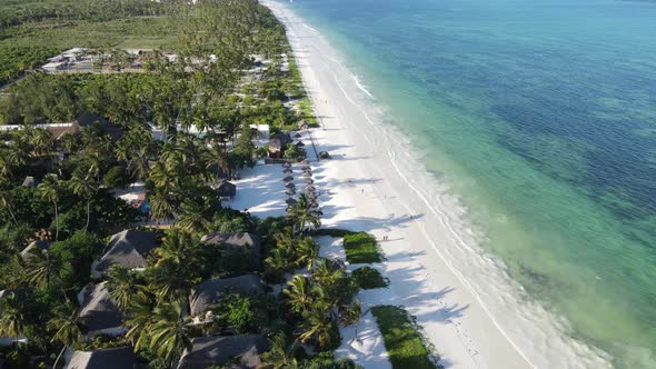 Aerial View of the Beach on Zanzibar Island Tanzania