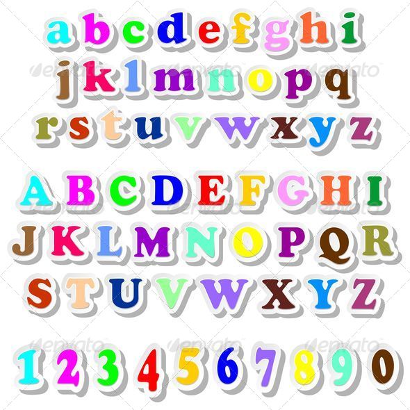Alphabet and Numbers Colorful Stickers