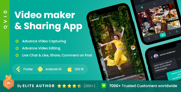 2 App Template| Video Creating App| Video Sharing App| Short Video App| Qvid