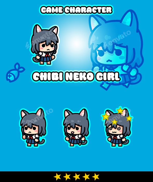 Chibi Neko Girl Game Character