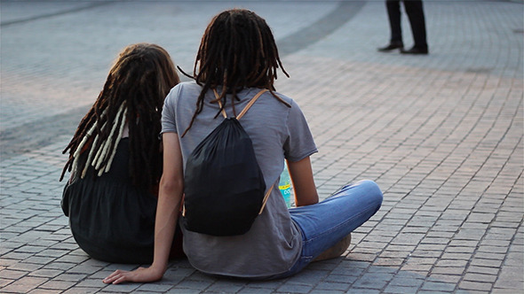 Teenagers Couple with Dreadlocks