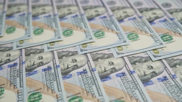 Moving American Dollar Banknotes Close Up