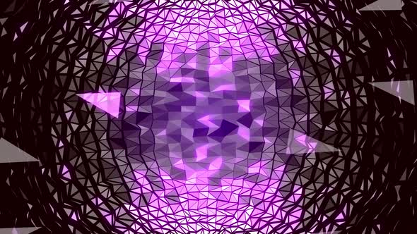 4K Abstract Purple Sphere Plexus Digital Polygon Background Seamless Loop