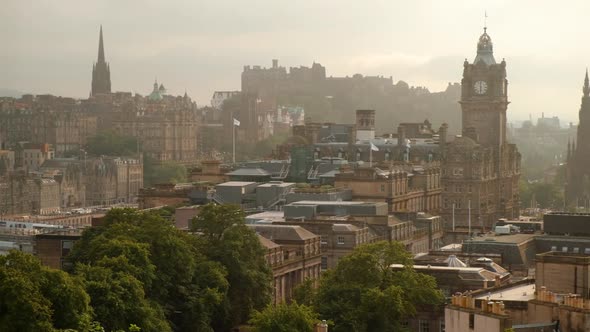 Evening Panorama of Edinburgh, Scotland, UK