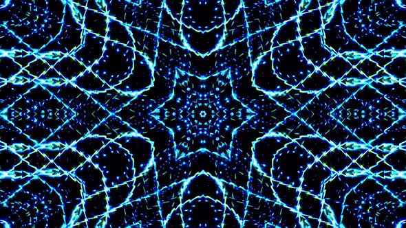 Abstract Kaleidoscope pattern with blue colors. Magic mandala. 4k