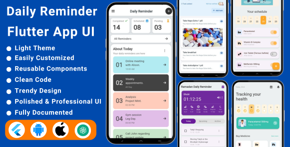 Daily Reminder Flutter App Template | Task Scheduler & Daily Planner