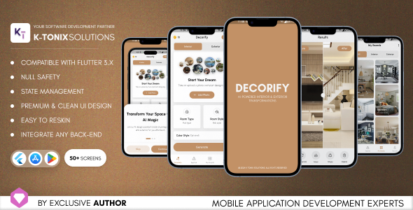 Decorify AI – Interior & Exterior Design Flutter UI Kit | AI Home Decoration App
