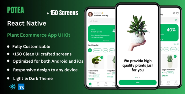 Potea - Plant Ecommerce & Online Store React Native Expo Ui Kit