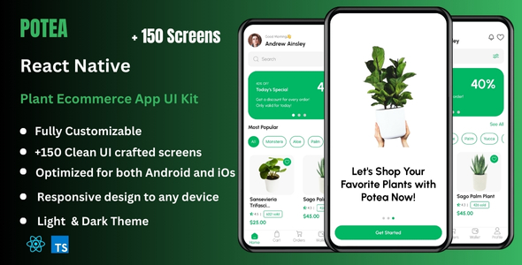 Potea - Plant Ecommerce & Online Store React Native CLI Ui Kit