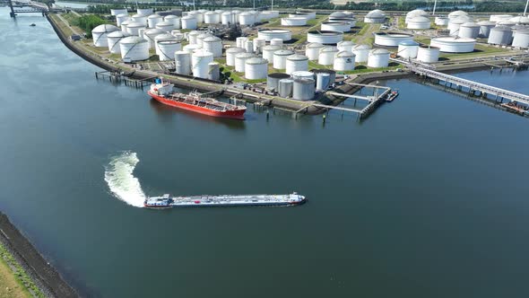 Liquid Cargo Tanker Ship Docking at a Fuel Depot