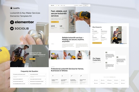 LockFix - Locksmith & Key Maker Service Elementor Template Kit
