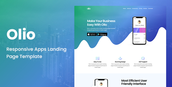 Olio | App Landing Page Template