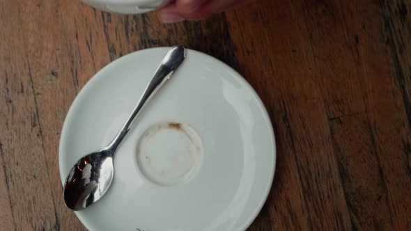 Man Hand Taking Coffee Cup Top View