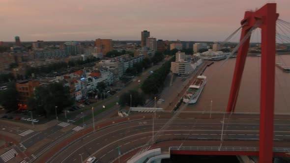 Aerial shot of Rotterdam cityscape