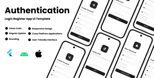 Flutter Login Register App UI Template - User Authentication