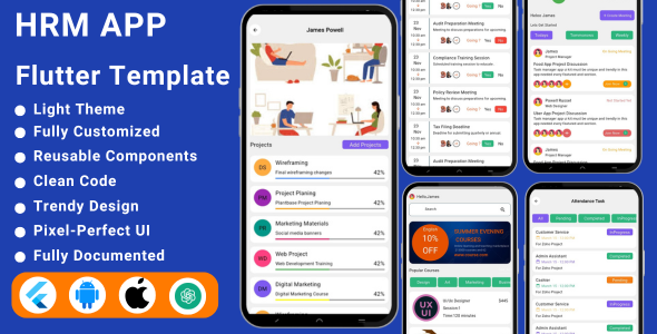 HRM Flutter App Template | Employee Management System UI Kit
