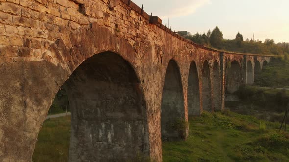 Ancient Railroad Bridge Over the River