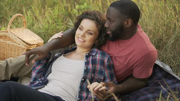 Boyfriend and Girlfriend on A Picnic in Recreational Park, Romantic Date