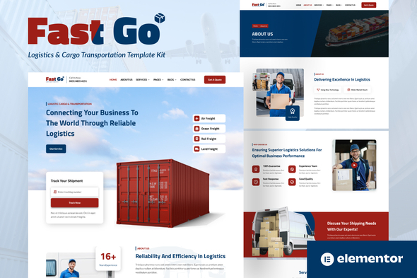 FastGo - Logistics & Cargo Transportation Elementor Template Kit