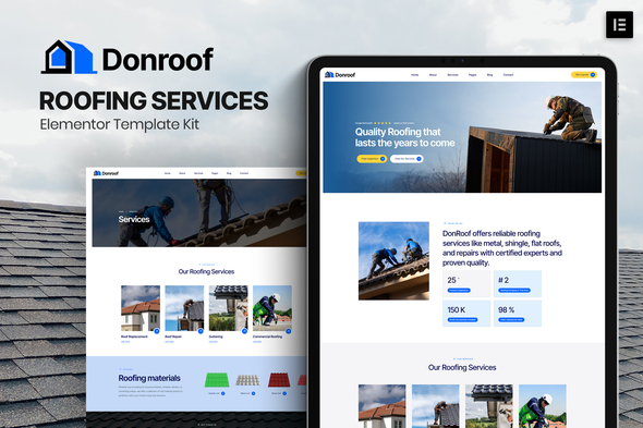 Donroof - Roofing Services Elementor Template Kit
