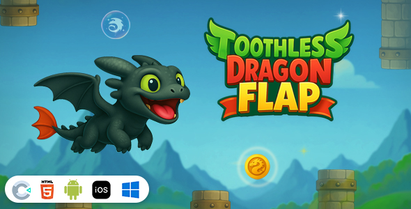 Toothless Dragon Flap [ Construct 3 , HTML5 ]