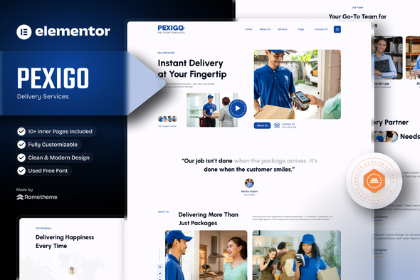 Pexigo - Delivery Services Elementor Template Kit