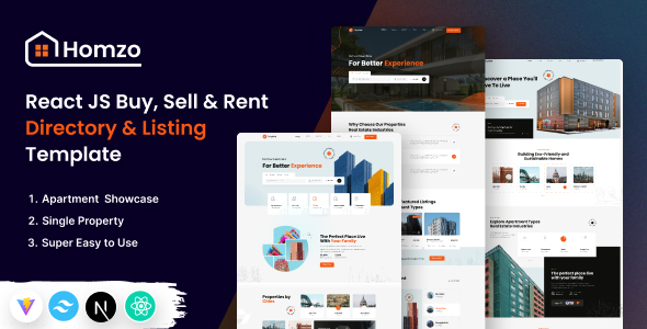 Homzo – Modern Real Estate & Directory Listing React Template