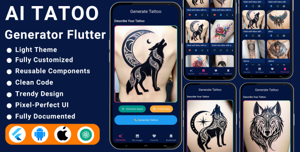 AI Tattoo Generator Flutter App | HuggingFace-Powered Tattoo Maker | AI Tattoo Design