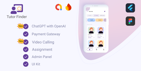 Tutor Finder - (Flutter +  Admin Panel + UI)