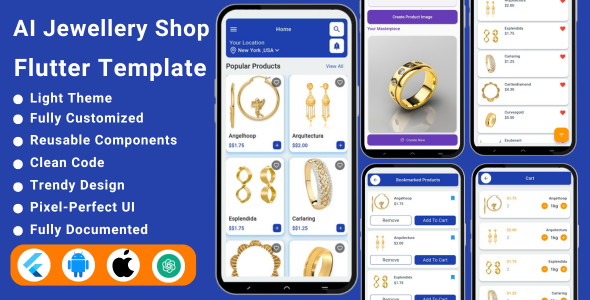 AI Jewellery Ecommerce Flutter App UI Kit | Jewellery Store App | Jewelry Shopping App