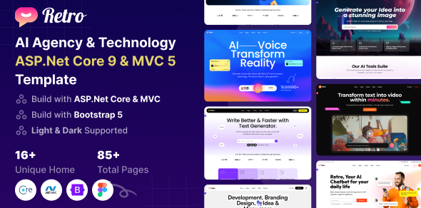 Retro - AI Agency & Technology ASP.Net Core 9 & MVC 5 Template