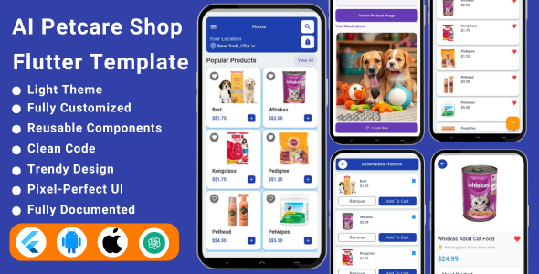 AI Petcare Ecommerce Flutter App UI Kit | Petcare Store App | Petcare Shopping App