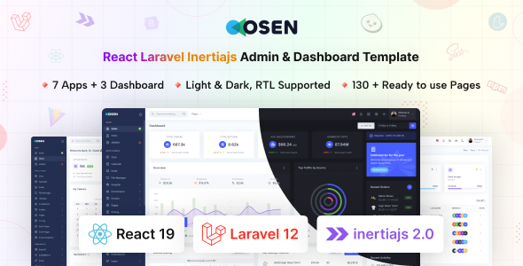 Osen - React 19 + Laravel 12 & Inertia.js 2.0 Admin Dashboard Template