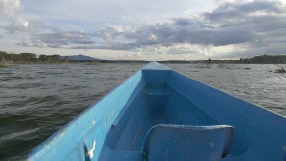 Boat navigating on Lake Naivasha, Kenya 