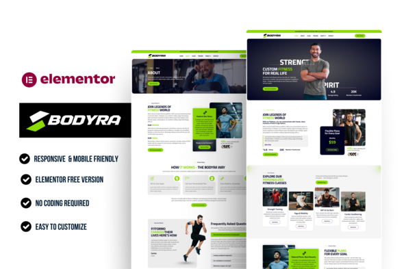 Bodyra – Personal Trainer & Fitness Elementor Template Kit