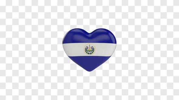 El Salvador Flag on a Rotating 3D Heart