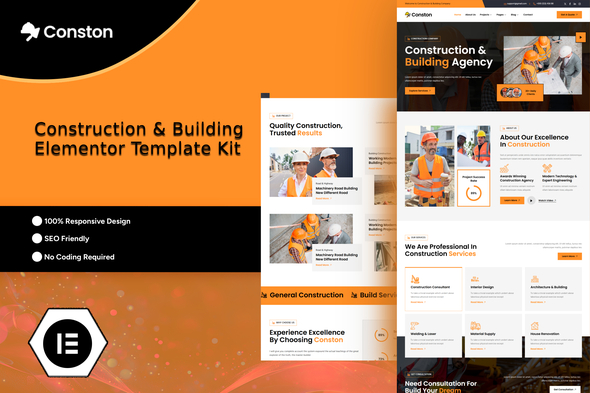 Conston - Construction Building Elementor Template Kit